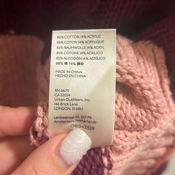 ✨Free People Pembrook Sz Medium Sweater in Moody Pink Combo Striped Cotton✨ - Picture 12 of 12